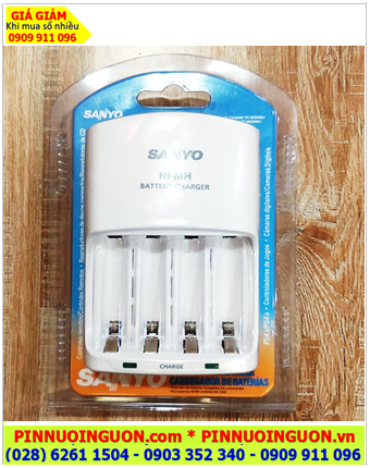 Sanyo NC-MQN06U; Máy sạc pin Sanyo NC-MQN06U _04 khe sạc _Sạc được 1,2,3,4 pin AA-AAA_tự ngắt khi pin đầy